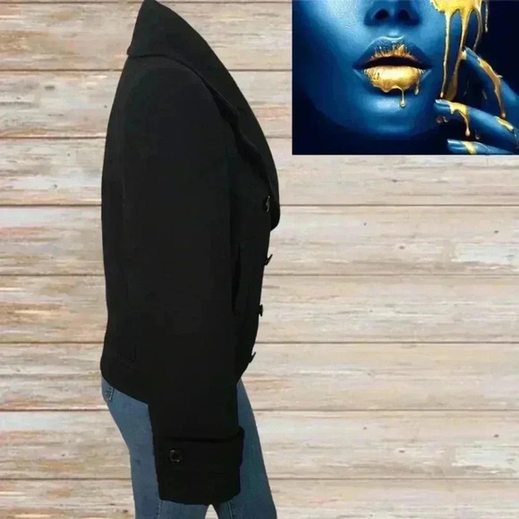 ZARA LADIES BLAZER JACKET COAT WOOL BLEND BLACK BOULE UK SIZE M - Picture 3 of 8